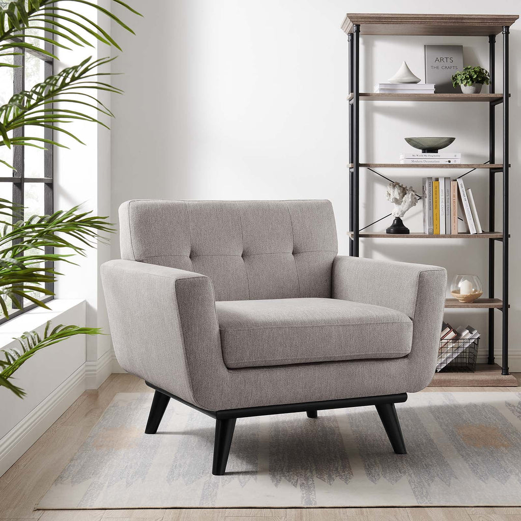 Light Gray Herringbone Fabric Armchair N5434