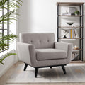 Light Gray Herringbone Fabric Armchair N5434