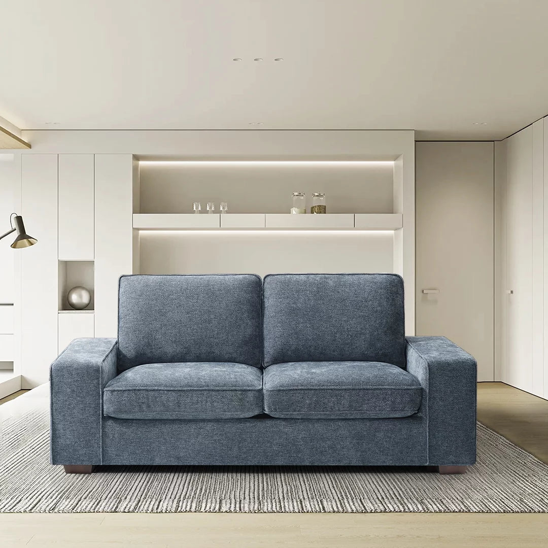 Light Grey Linen Loveseat Sofa with Solid Wood Frame J400355