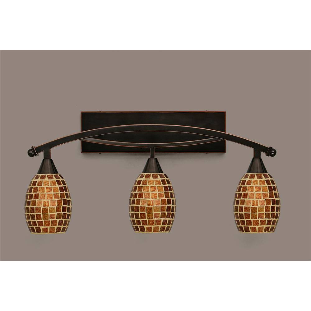 Three Light Bath Bar with Copper Mosaic Glass F181