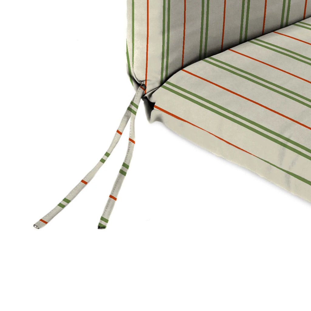 Cedar Grey Stripe Rectangular Outdoor Chair Cushion with Ties T21537