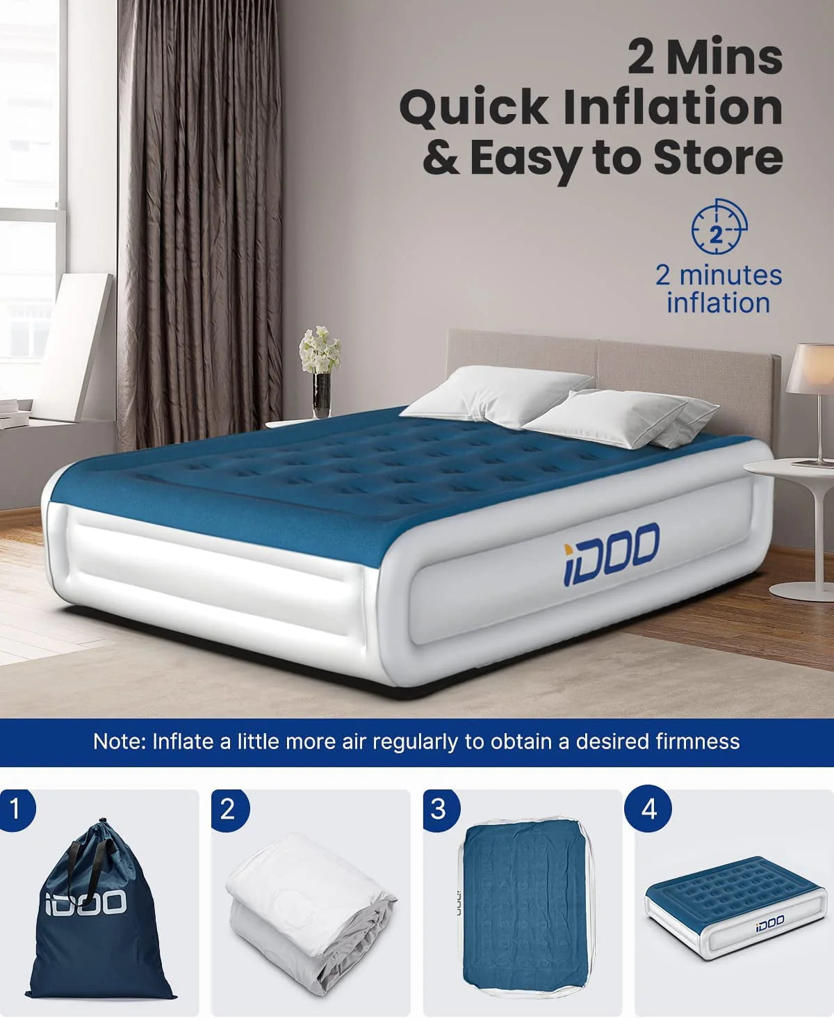 Queen Size Inflatable Air Mattress with Built-In Pump E158