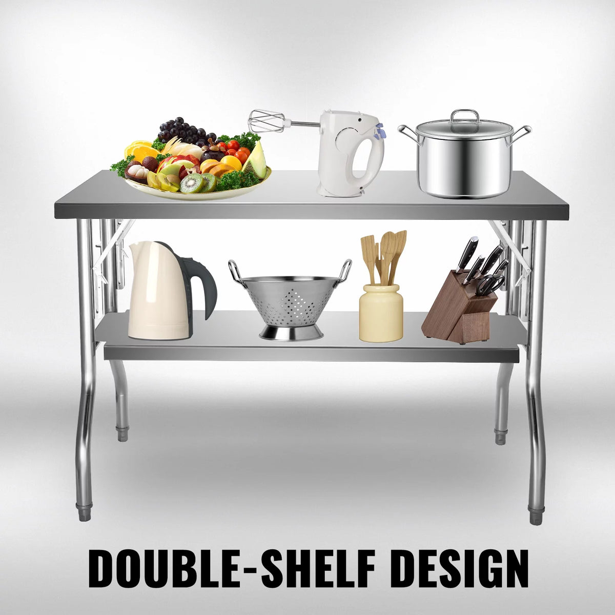 48 x 24 inch Stainless Steel Folding Worktable H7854