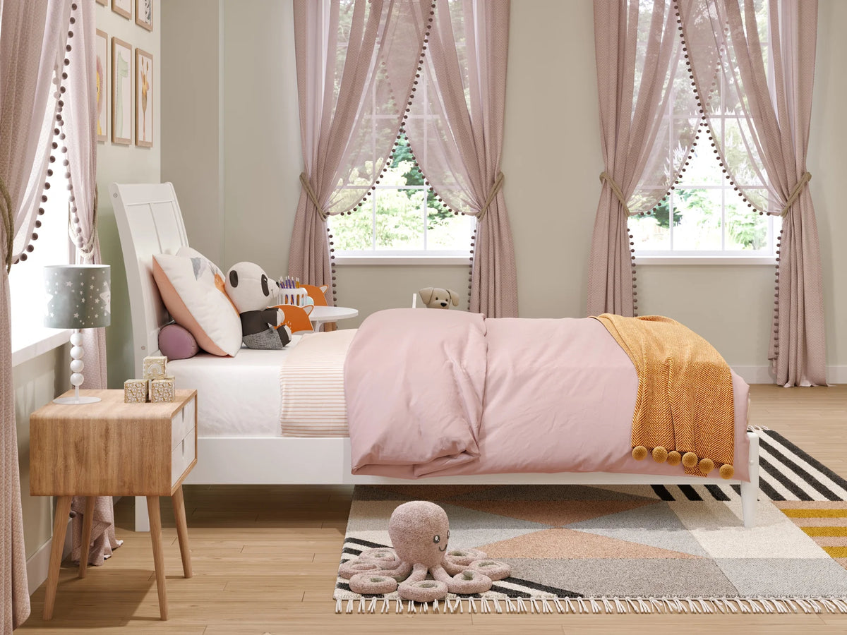 Twin Solid Wood Sleigh Platform Bed I650432
