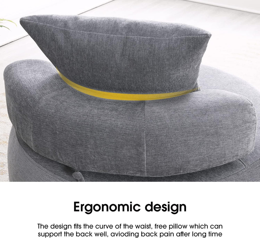 Grey Chenille Upholstered Barrel Chair R671193