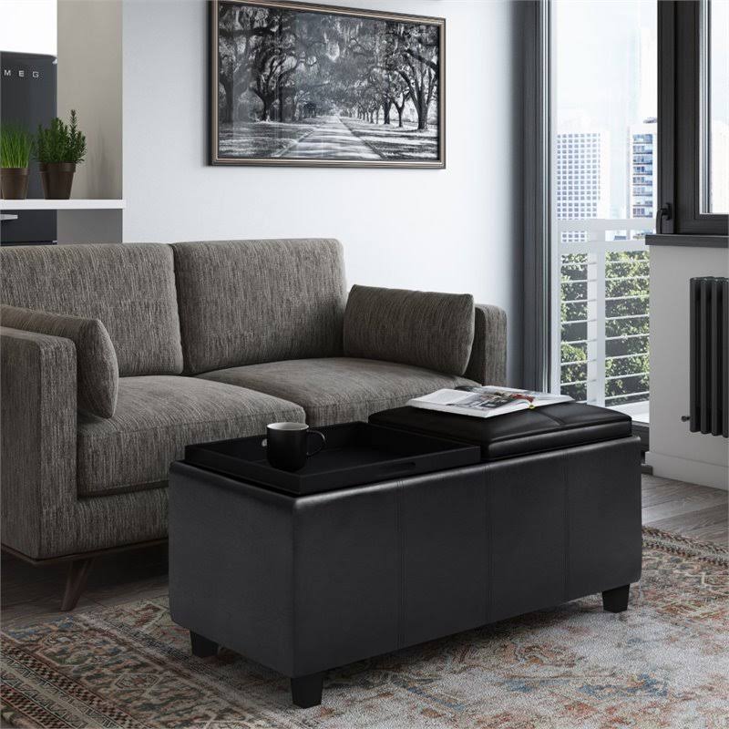 2-Tray Storage Ottoman in Midnight Black T88296