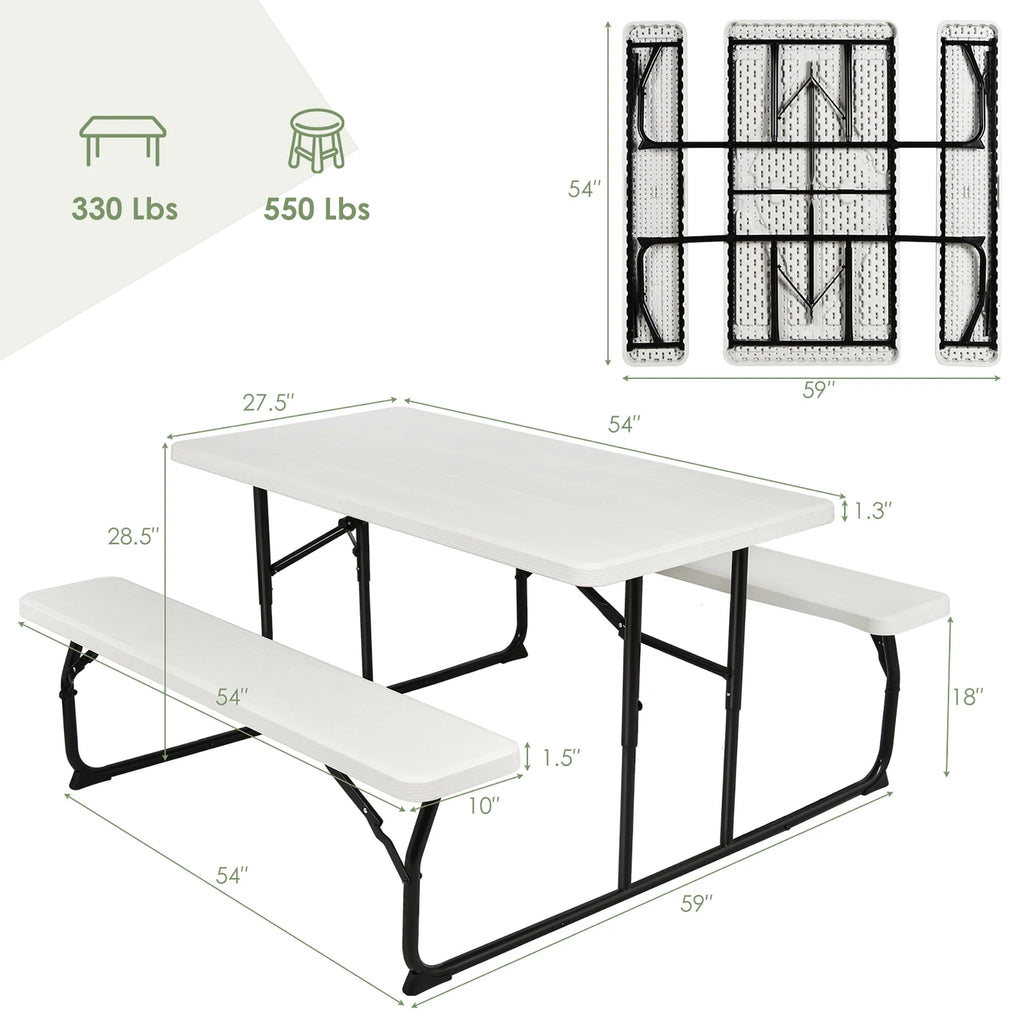 Folding Picnic Table Bench Set Grey O778383