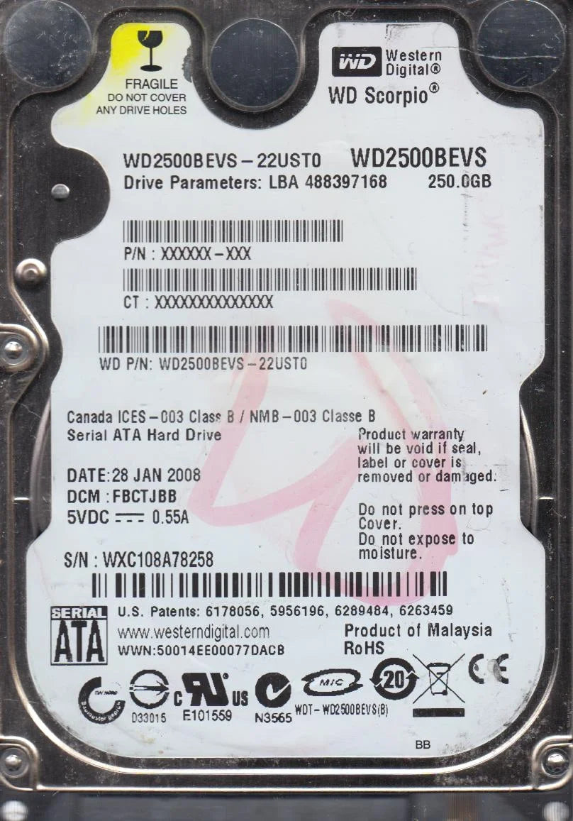 250GB SATA 2.5 Hard Drive C975590