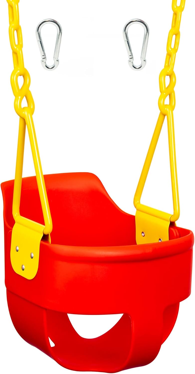 Blue Full Bucket Toddler Swing Seat with Plastic Coated Chains and Carabiners, Pack of 2 K34591