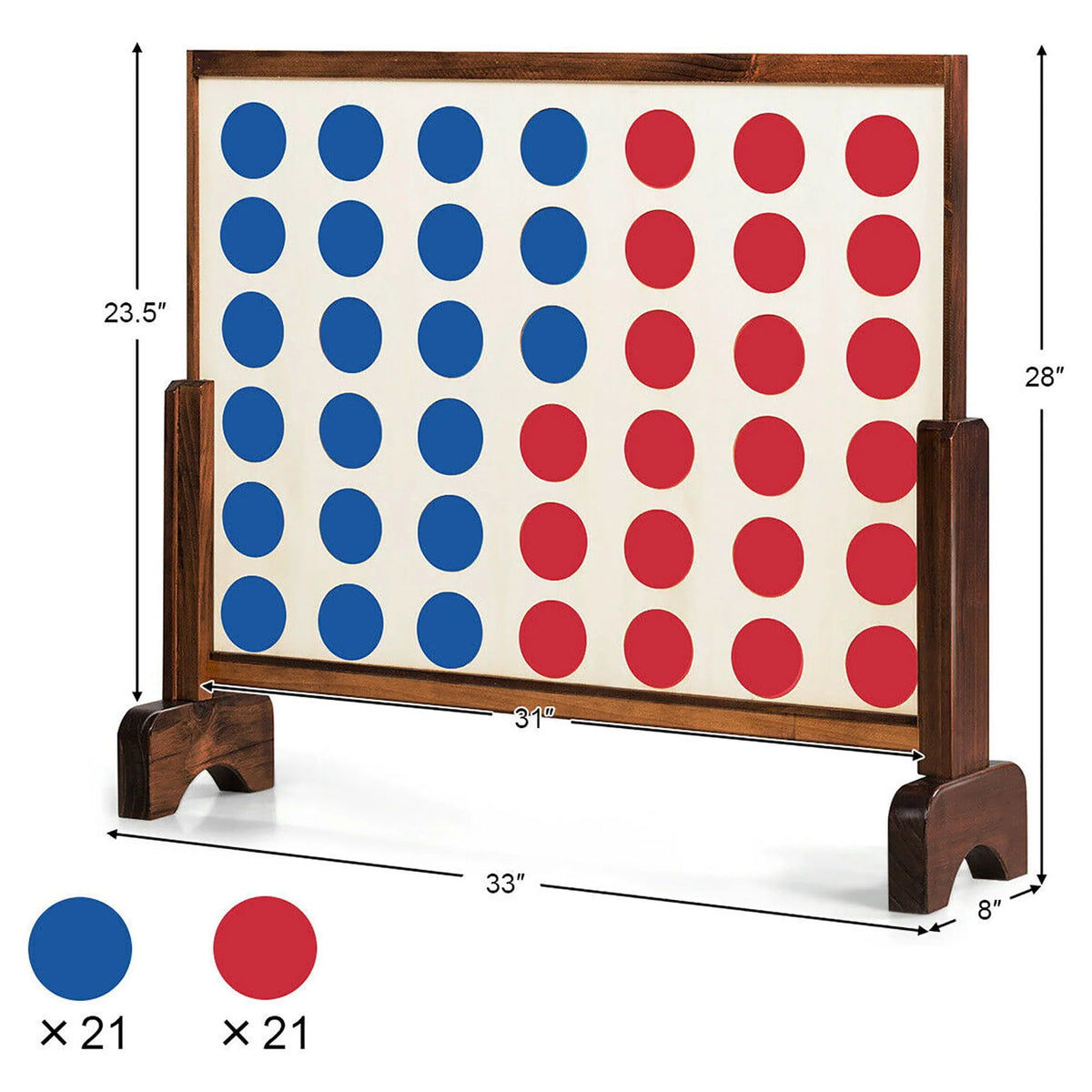 4 In A Row Wood Board Game with Carrying Bag S18135