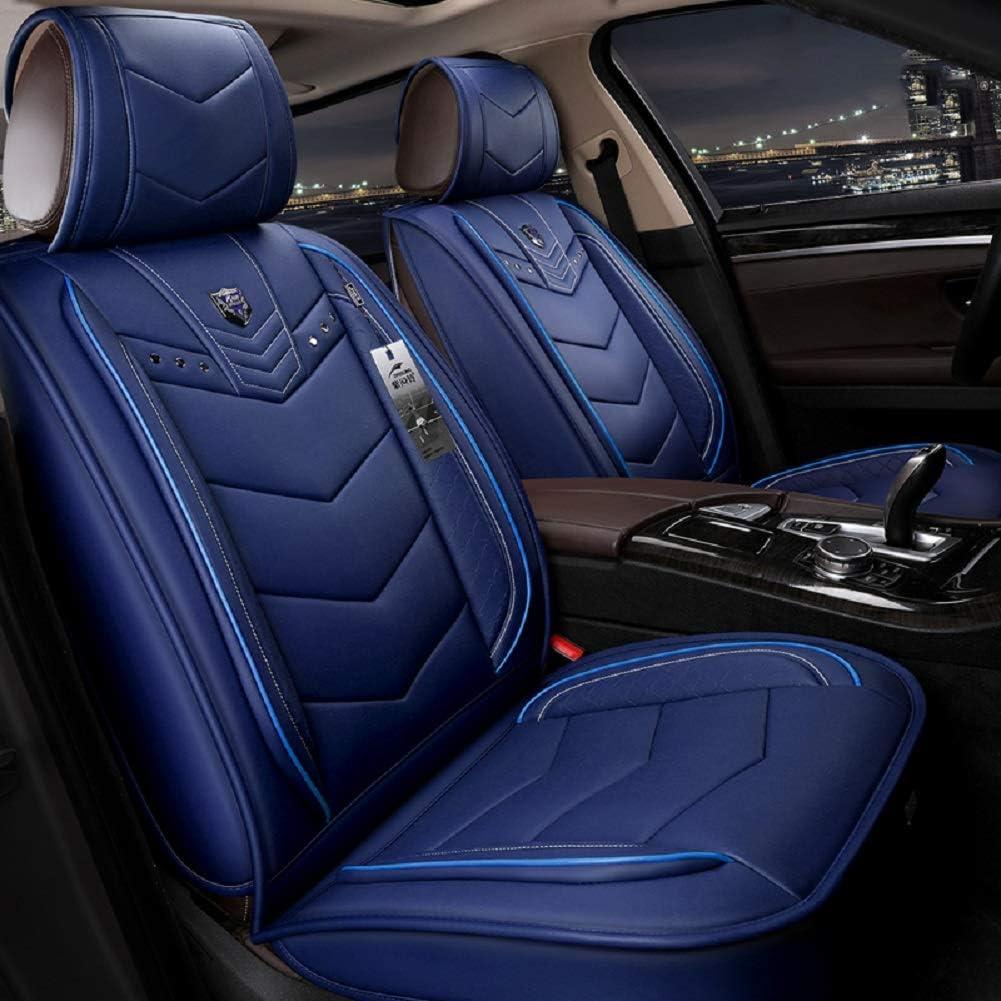 Black Leather Car Seat Covers 5 Seats Full Set N2762