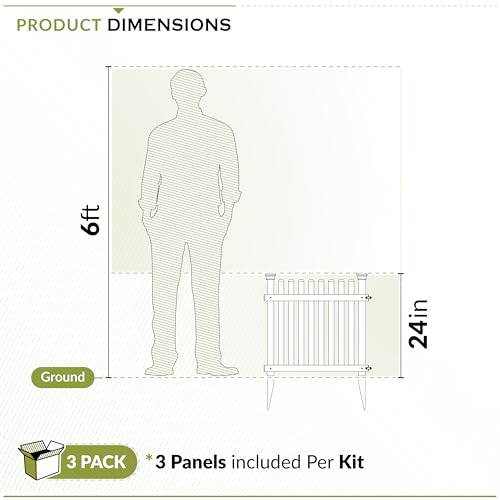 White Vinyl 3 Panels Garden Fence Kit C498