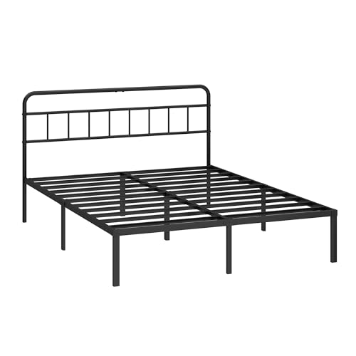 12 inches Full Size Black Metal Bed Frame with Headboard Y44662
