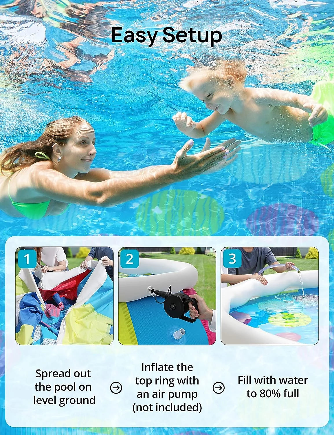 10ft × 30in Easy Set Inflatable Swimming Pool with Pool Cover V17580