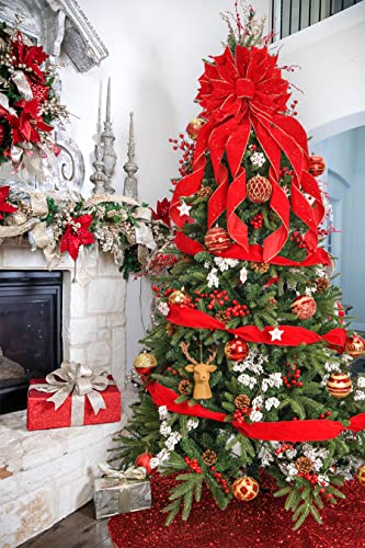 Christmas Tree Topper Bow with Snowflake Pattern X63861