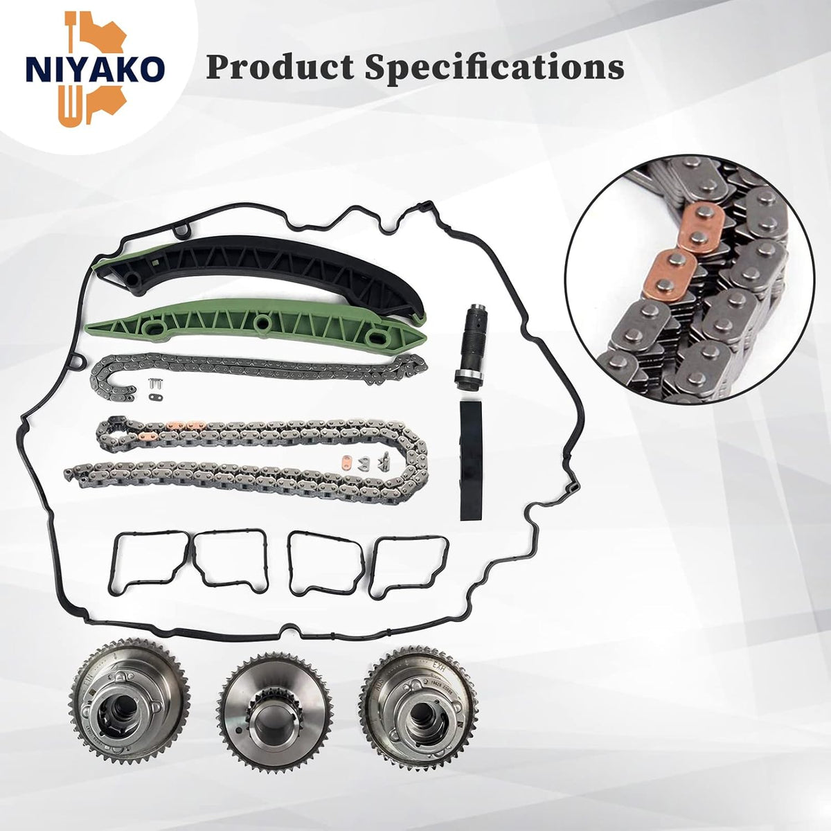 Timing Chain Kit with Camshaft Adjuster and Camshaft Timing Gear X819