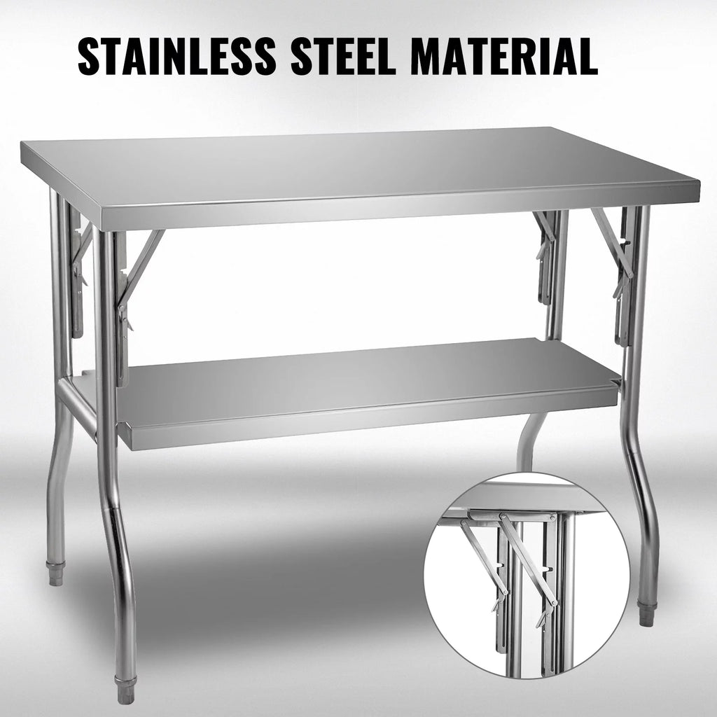 48 x 24 inch Stainless Steel Folding Worktable H7854