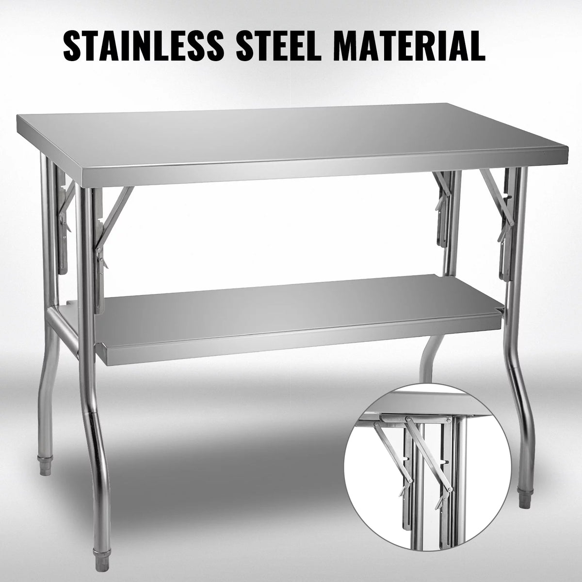 48 x 24 inch Stainless Steel Folding Worktable H7854