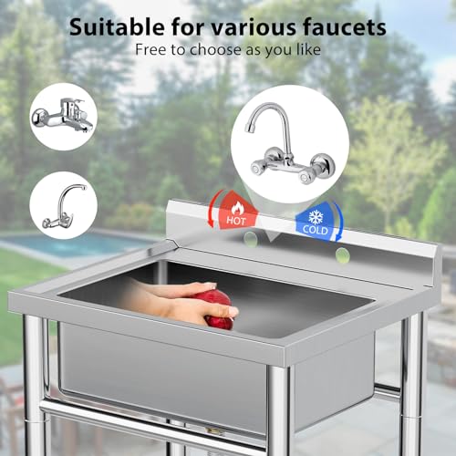 Stainless Steel Single Bowl Utility Sink with Pull-Out Faucet U795504
