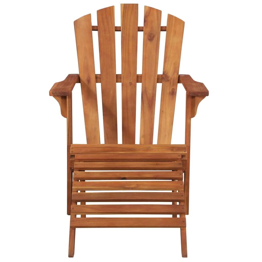 Brown Acacia Wood Adirondack Chair with Footrest D754