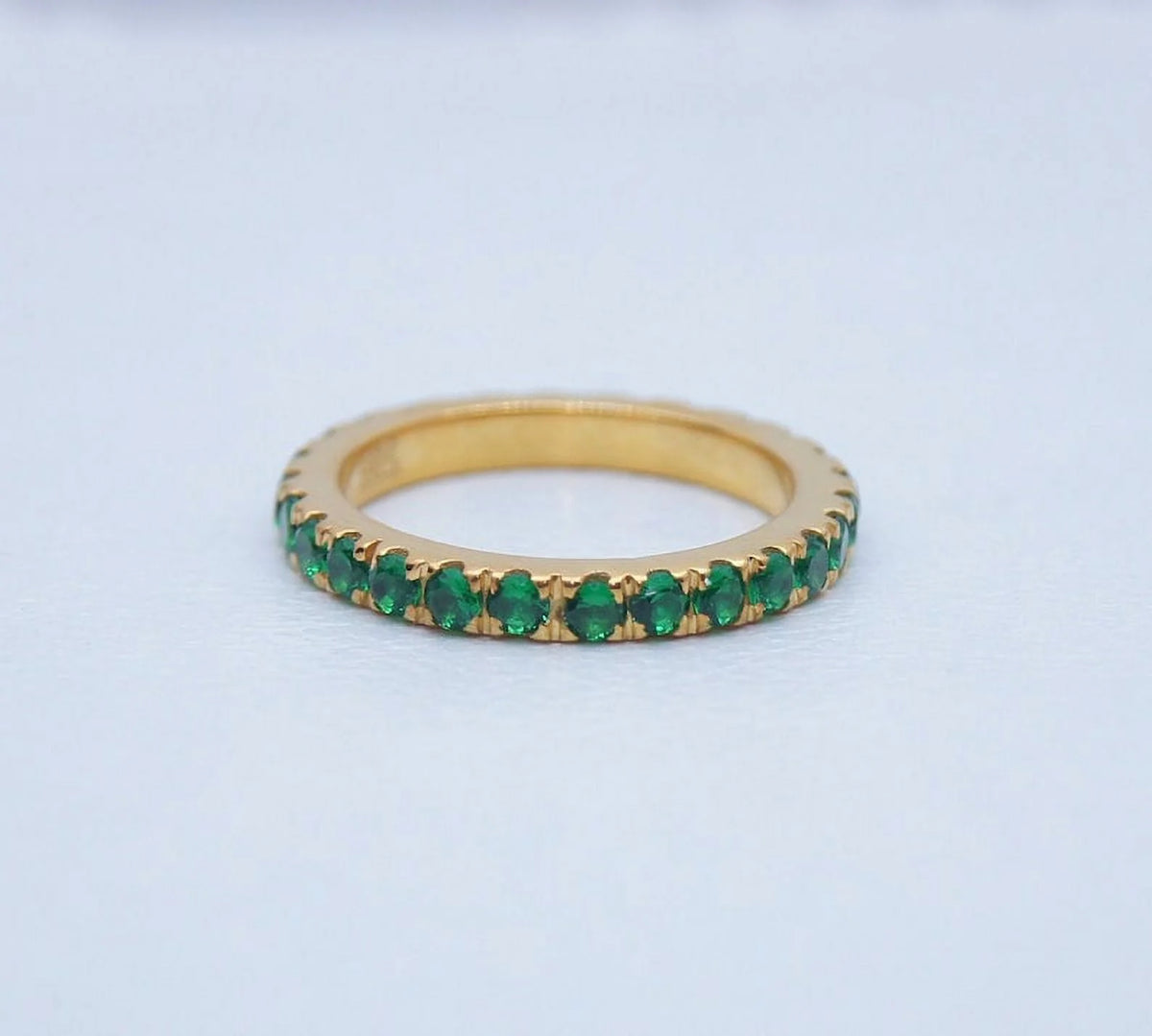 925 Sterling Silver Round Cut Emerald Engagement Ring L1191