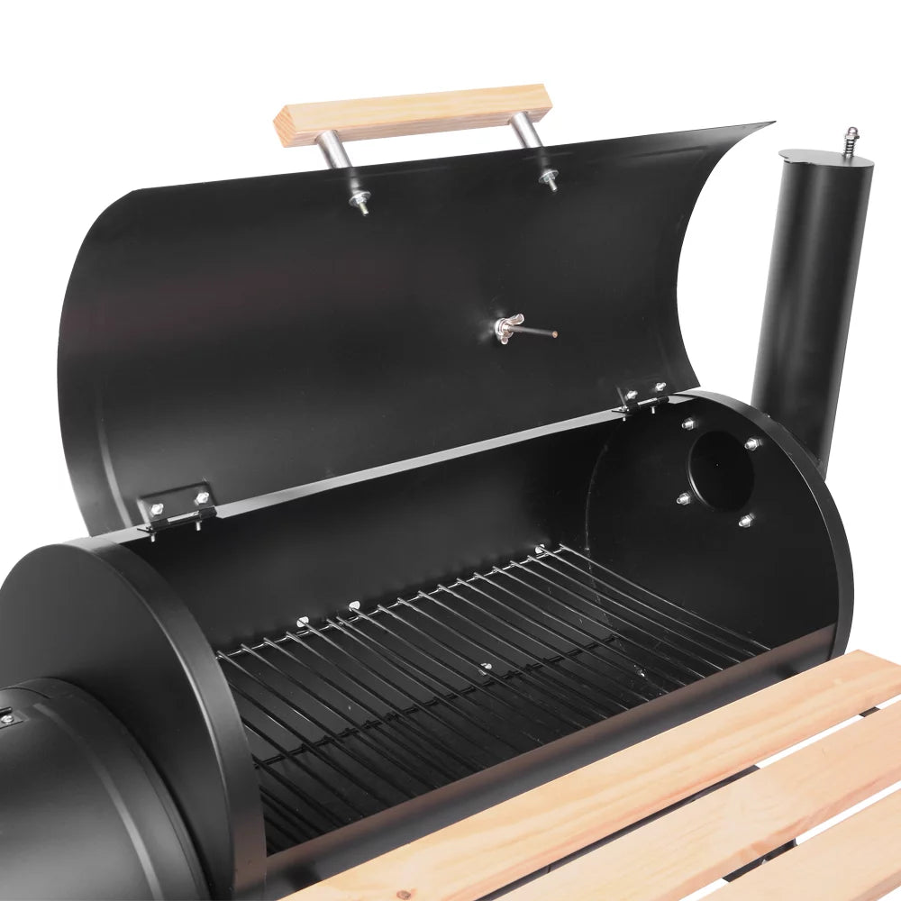 Charcoal BBQ Grill with Wheels and Storage Holder, 28 Inch B393465