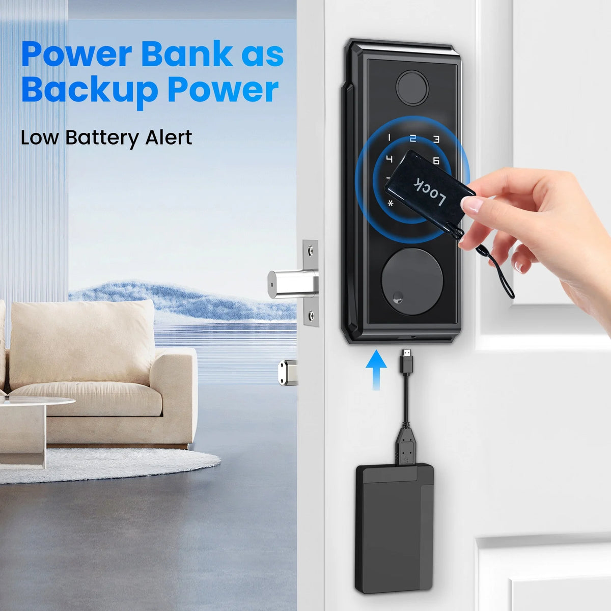 Smart Lock with Touchscreen Keypad, IP65 Weatherproof, Black Q972840