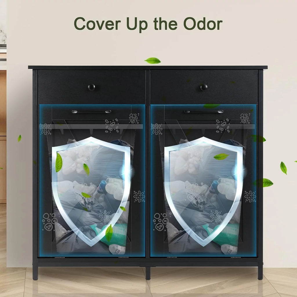 Double Tilt Out Trash Cabinet with Drawers V475
