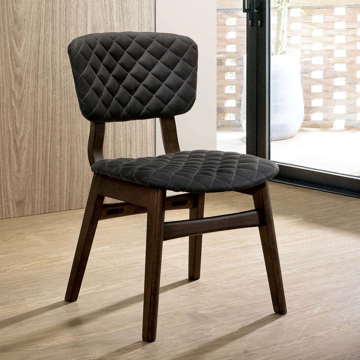 Set of 2 Solid Wood Side Chairs with Fabric Seat F816